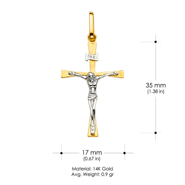 14K Gold Crucifix Cross Religious Pendant