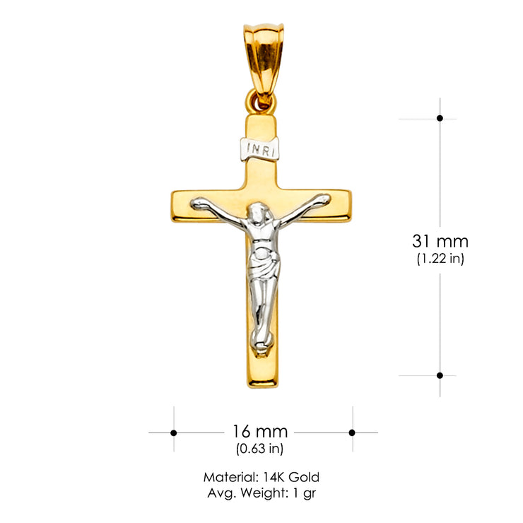 14K Gold Crucifix Cross Religious Pendant