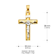 14K Gold Crucifix Cross Religious Pendant