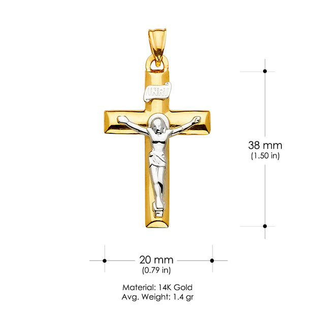 14K Gold Crucifix Cross Religious Pendant