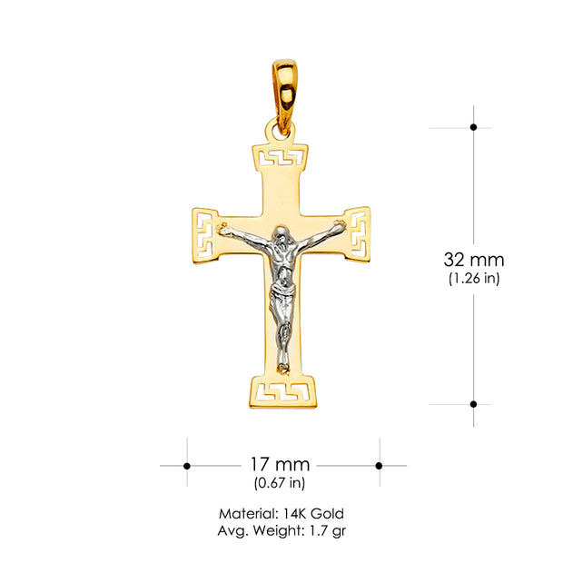 14K Gold Crucifix Cross Religious Pendant