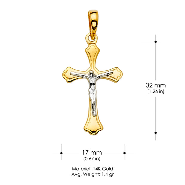 14K Gold Crucifix Cross Religious Pendant