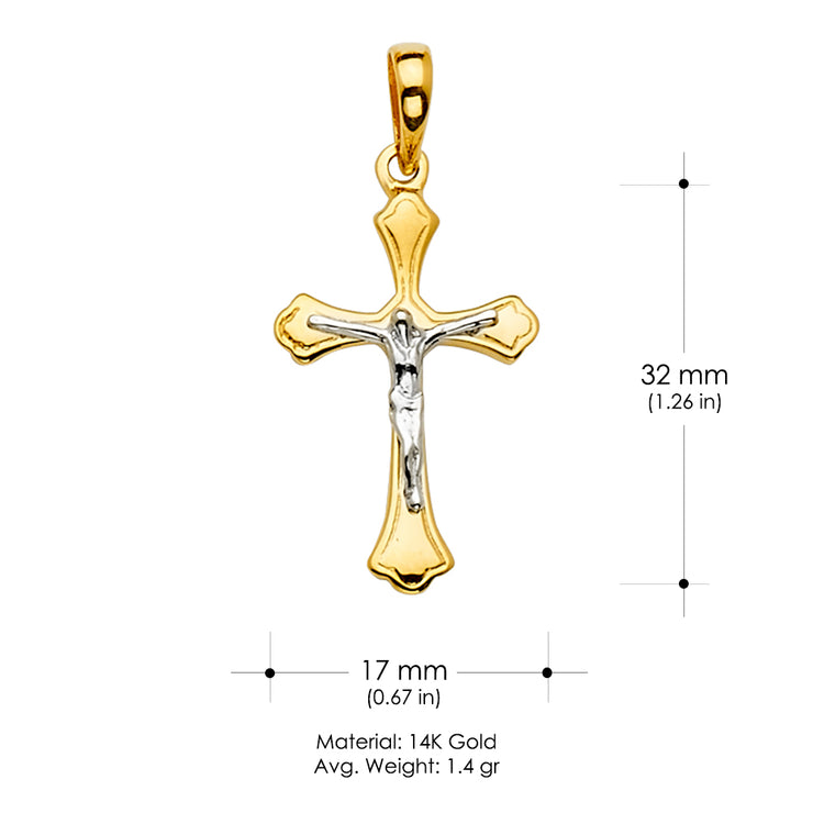 14K Gold Crucifix Cross Religious Pendant