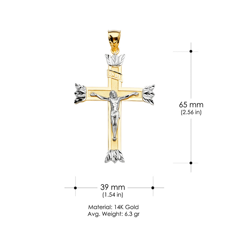 14K Gold Crucifix Cross Religious Pendant