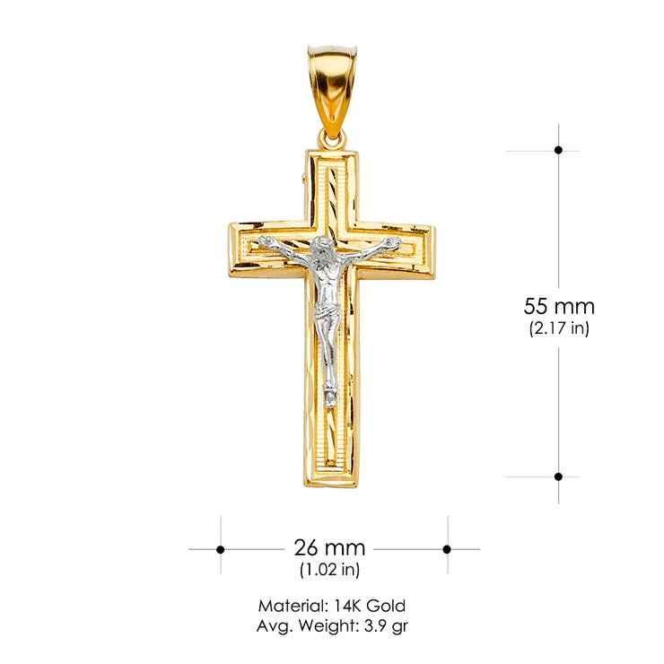 14K Gold Crucifix Cross Religious Pendant