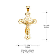 14K Gold Crucifix Cross Religious Pendant