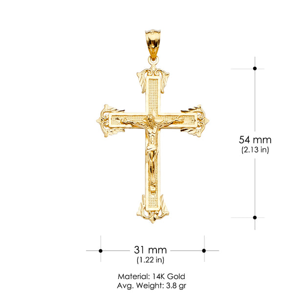 14K Gold Crucifix Cross Religious Pendant