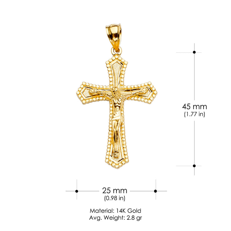 14K Gold Crucifix Cross Religious Pendant