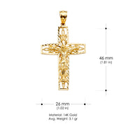 14K Gold Crucifix Cross Religious Pendant