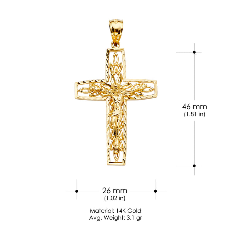 14K Gold Crucifix Cross Religious Pendant