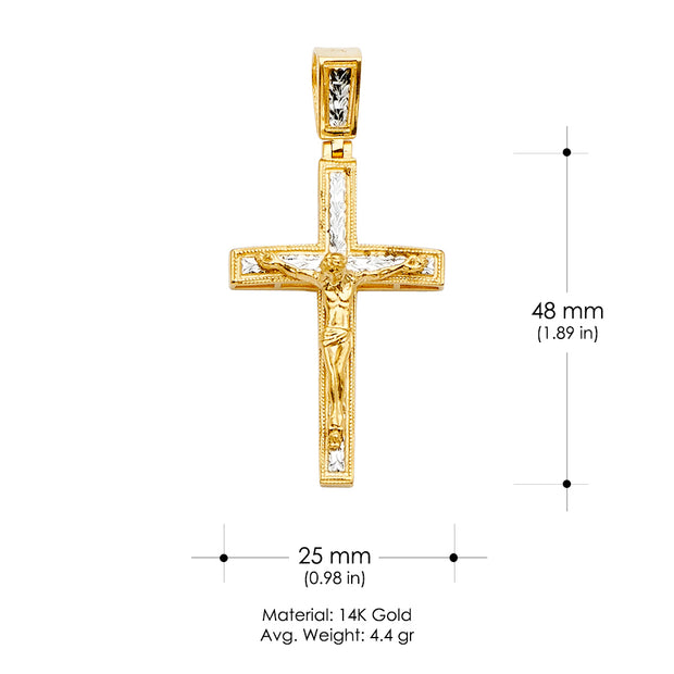 14K Gold Crucifix Cross Religious Pendant