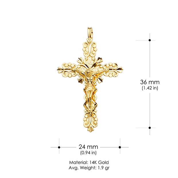 14K Gold Crucifix Cross Religious Pendant