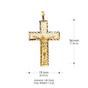 14K Gold Crucifix Cross Religious Pendant