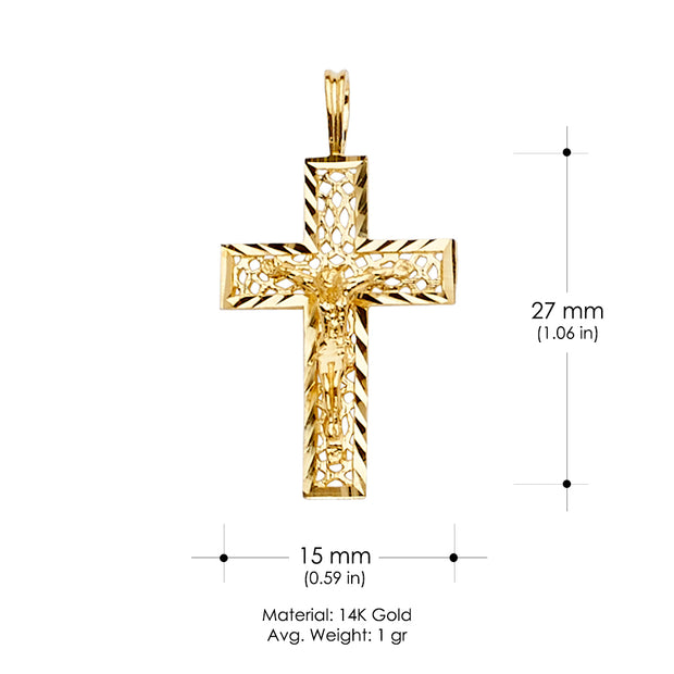 14K Gold Crucifix Cross Religious Pendant