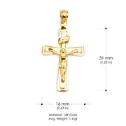 14K Gold Crucifix Cross Religious Pendant
