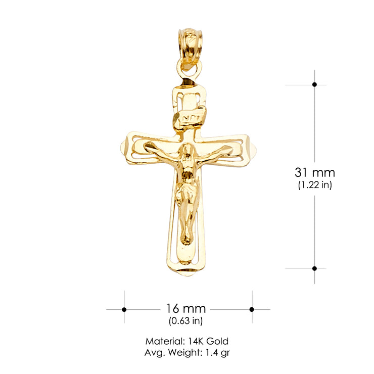 14K Gold Crucifix Cross Religious Pendant