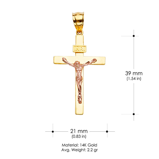 14K Gold Crucifix Cross Religious Pendant
