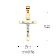14K Gold Crucifix Cross Religious Pendant