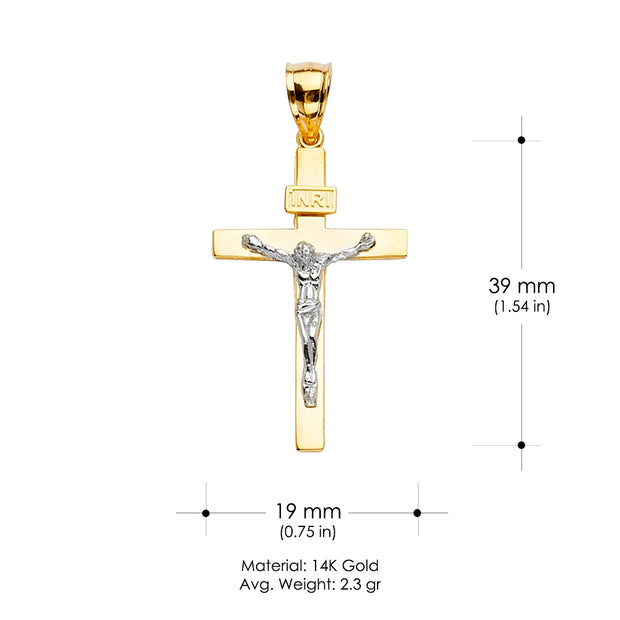14K Gold Crucifix Cross Religious Pendant