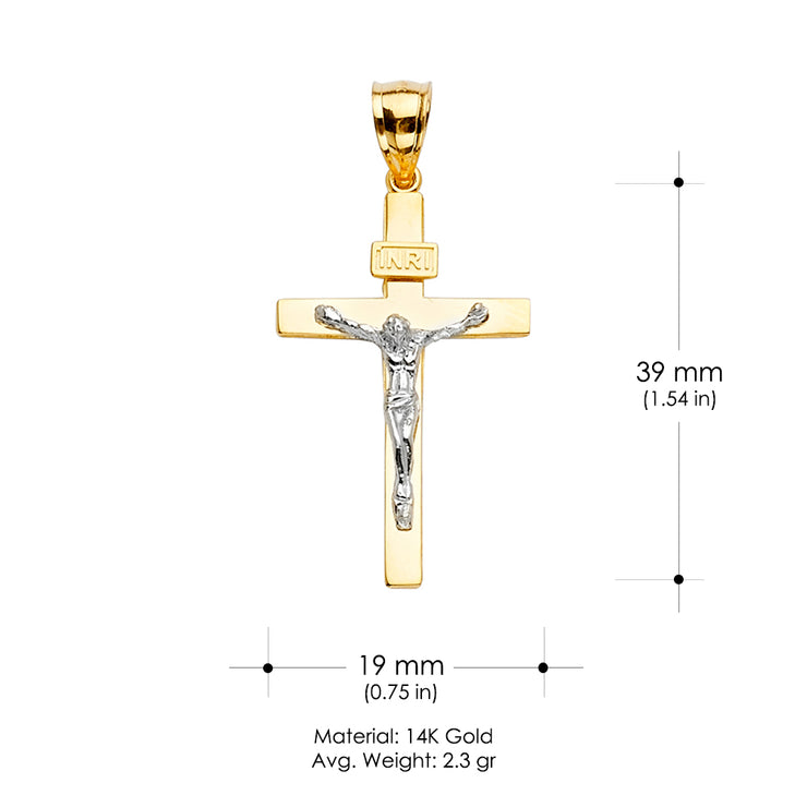 14K Gold Crucifix Cross Religious Pendant