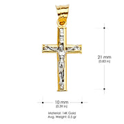 14K Gold CZ Crucifix Cross Religious Pendant
