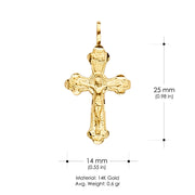 14K Gold Crucifix Cross Religious Pendant