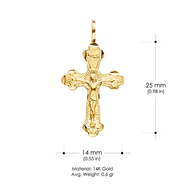 14K Gold Crucifix Cross Religious Pendant