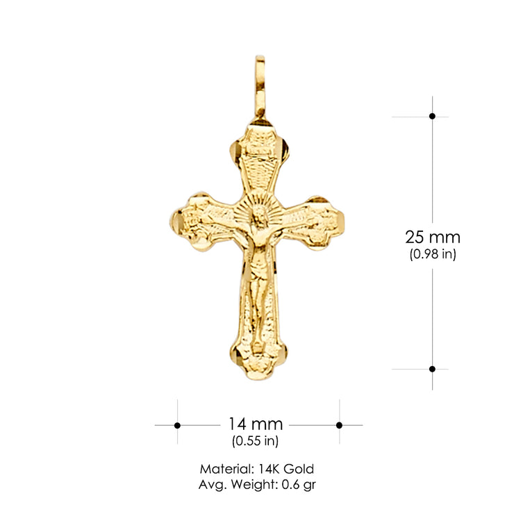 14K Gold Crucifix Cross Religious Pendant