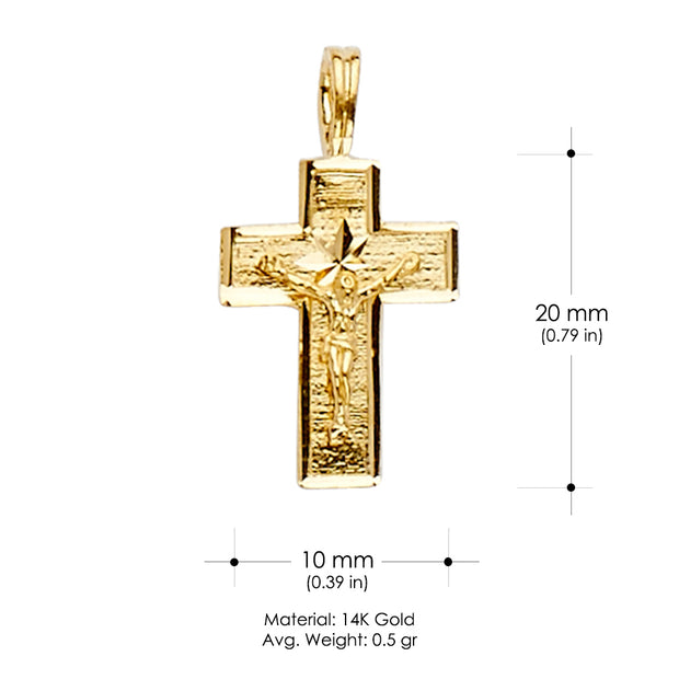 14K Gold Crucifix Cross Religious Pendant