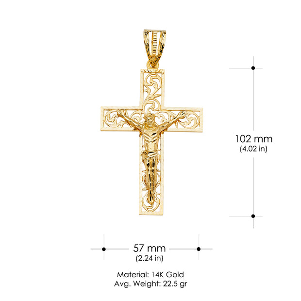 14K Gold Crucifix Cross Religious Pendant