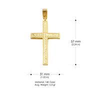 14K Gold Cross Religious Charm Pendant