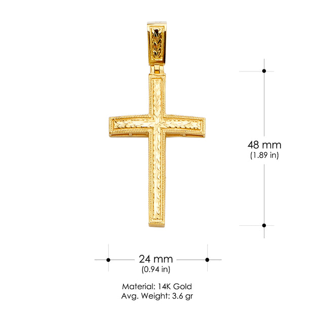 14K Gold Cross Religious Charm Pendant