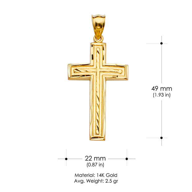 14K Gold Cross Religious Charm Pendant