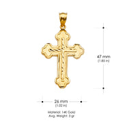 14K Gold Rose Cross Religious Pendant