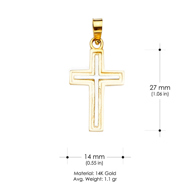 14K Gold Cross Religious Charm Pendant