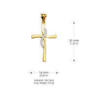 14K Gold CZ Cross Religious Pendant