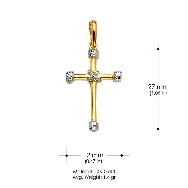 14K Gold Cross Religious Charm Pendant