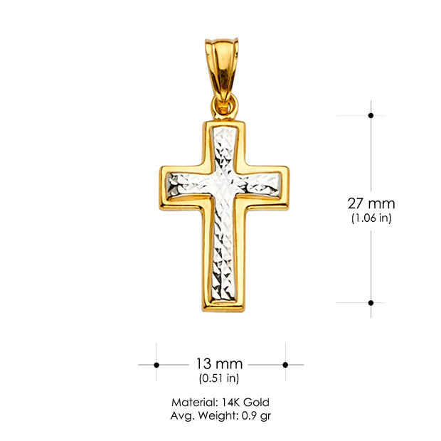 14K Gold Cross Religious Charm Pendant