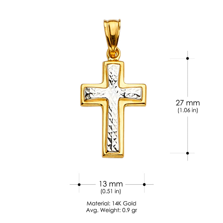 14K Gold Cross Religious Charm Pendant