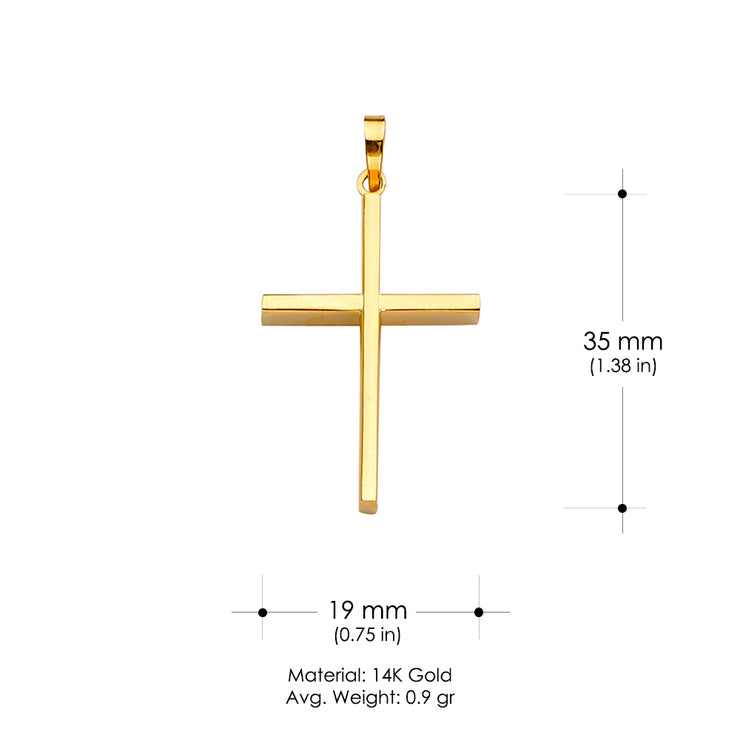 14K Gold Plain Cross Religious Pendant