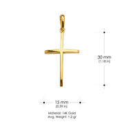 14K Gold Plain Cross Religious Pendant