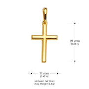 14K Gold Plain Cross Religious Pendant