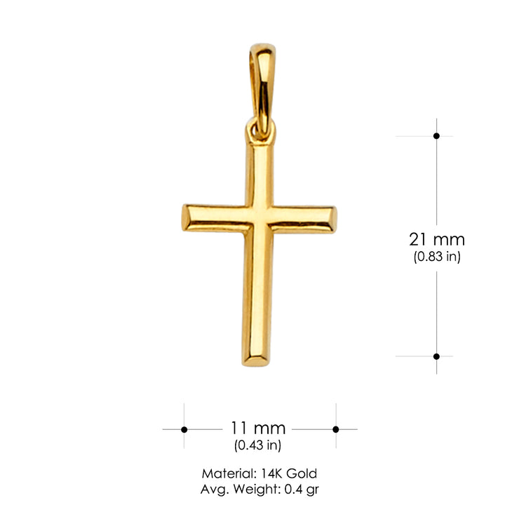 14K Gold Plain Cross Religious Pendant