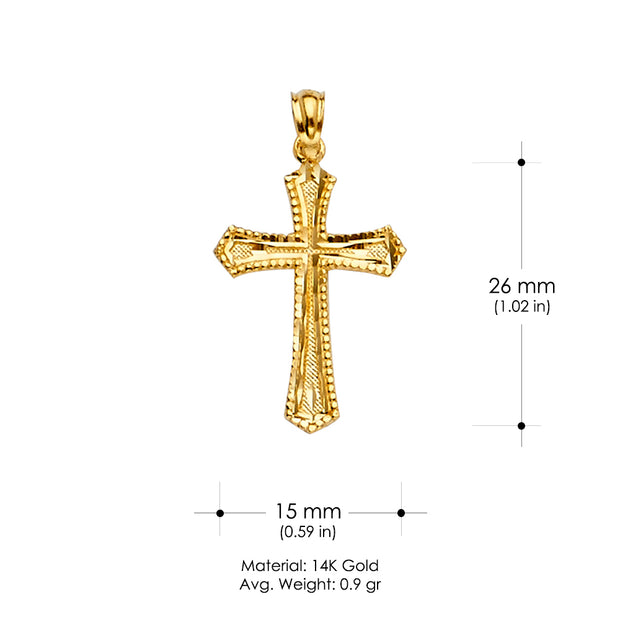 14K Gold Cross Religious Charm Pendant