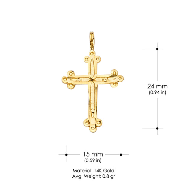 14K Gold Cross Religious Charm Pendant