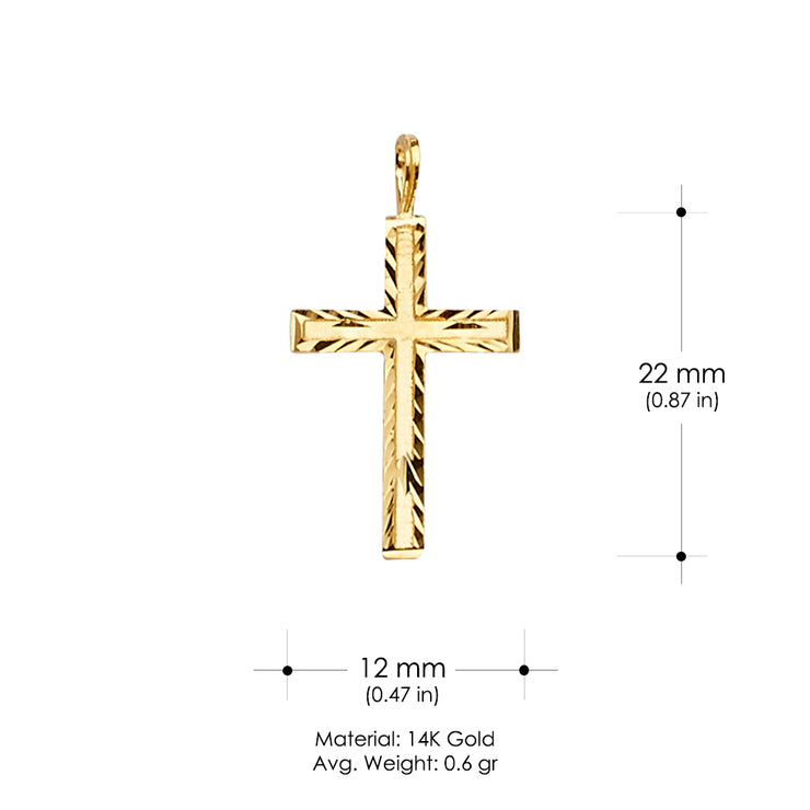 14K Gold Cross Religious Charm Pendant