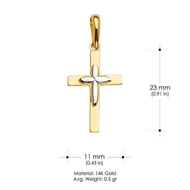 14K Gold Cross Religious Charm Pendant