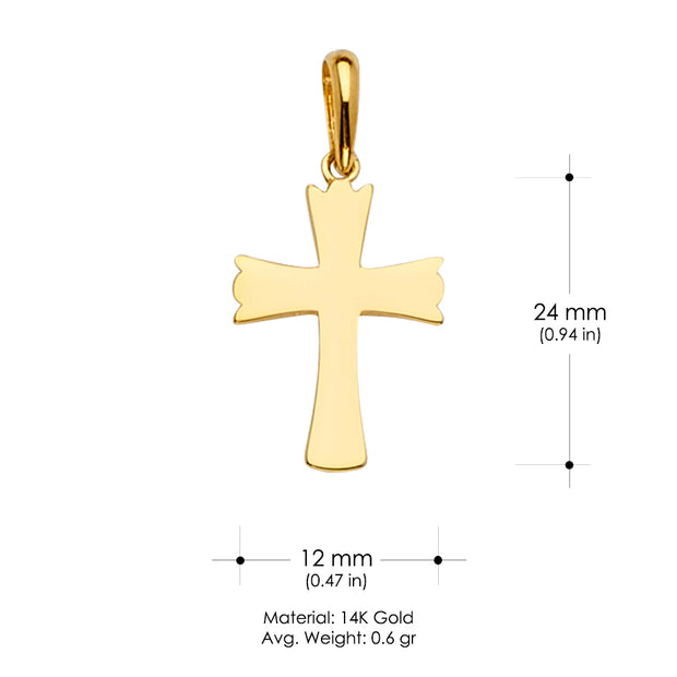 14K Gold Cross Religious Charm Pendant