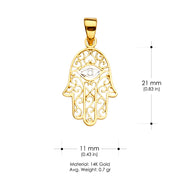 14K Gold Hamsa Charm Pendant
