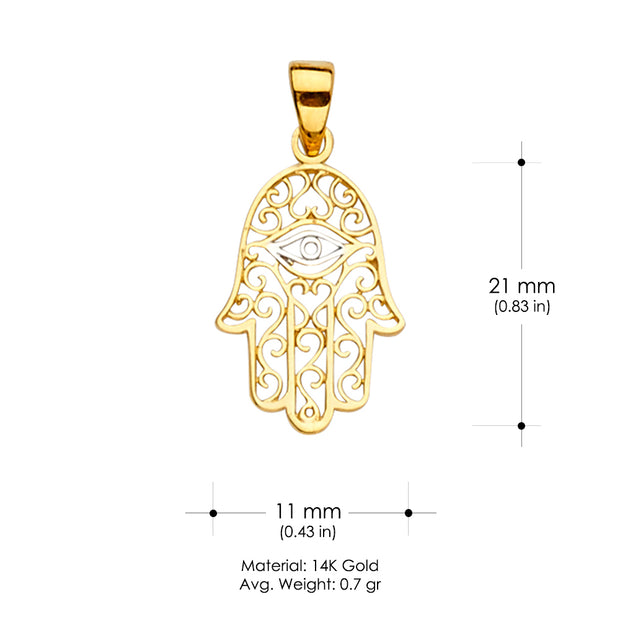 14K Gold Hamsa Charm Pendant